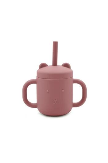 OEM Silicone Cup with Lid and Straw, Pink