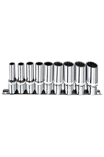 Ceta Form 1/2\" 12 Point Deep Star Socket Wrench Set 9 Pieces - C24-Rb09