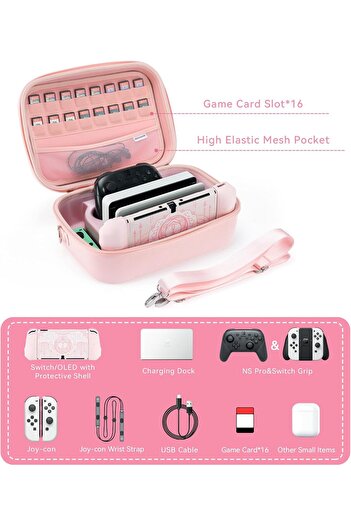 GeekShare Switch Carrying Case Large Travel Case for Switch/OLED with 16 Game-Card Slots - Star Wing