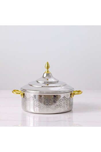 Danube Home Nomaris 2500ml Hot Pot – Gold Etching, Shiny Polished, Elegant Food Server for Family Meals