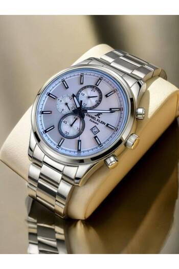 Daniel Klein Exclusive Men's Wristwatch – Steel Band – White/ Dial – Calendar & Chronograph