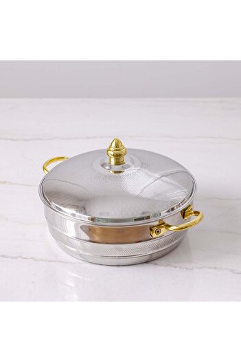 Danube Home Nomaris 4500ml Gold Etched Hot Pot – Premium, Durable, Elegant Casserole for Festive Meals