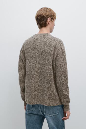 Massimo Dutti %100 yün kontrast iplikli triko hırka