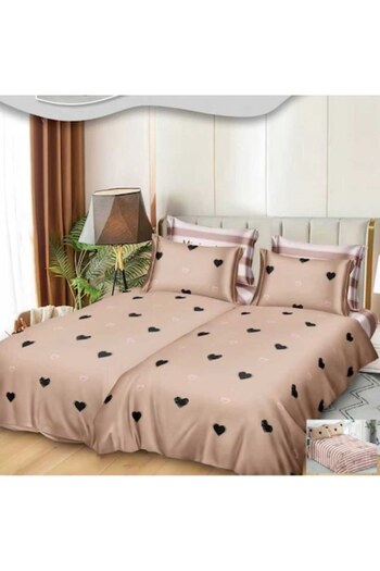 Casa de Vis Set lenjerie de pat dublu, bumbac satinat, 220 x 240 cm, 7 piese, multicolor