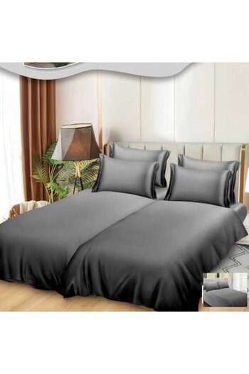 Casa de Vis Set lenjerie de pat dublu, bumbac satinat, 220 x 240 cm, 7 piese