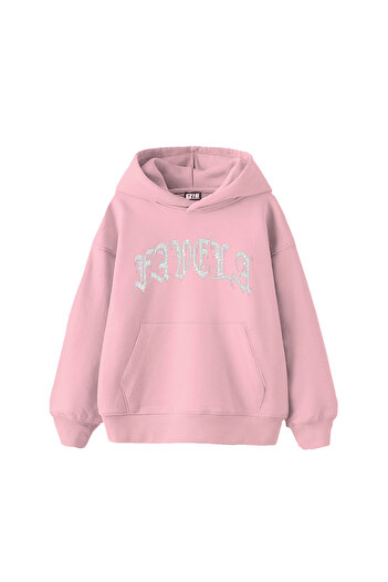 Sekizbiraltı Favela Stone Printed Oversize Unisex Pink Hoodie