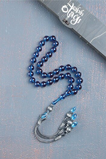 Tesbih Otağı Sphere Cut Fire Amber Rosary with Silver Tassels