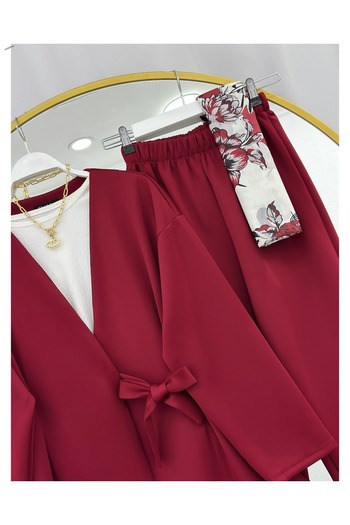 YEDİLALE Front-Fastening Puff Scuba Fabric Double Pants Suit (Excluding Underwear and Shawl)