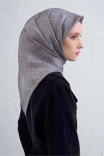 Armine Tivil Pure Silk Scarf 9437 - 13 Gray Mixed Pattern