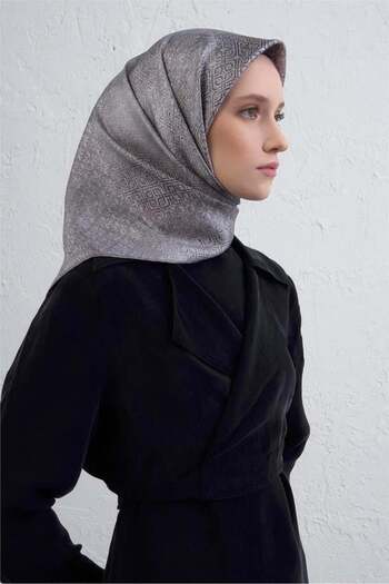 Armine Tivil Pure Silk Scarf 9437 - 13 Gray Mixed Pattern