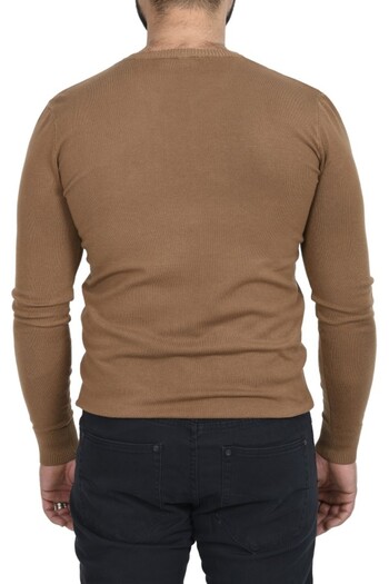 TMK Fashion Light brown V-neck sweater