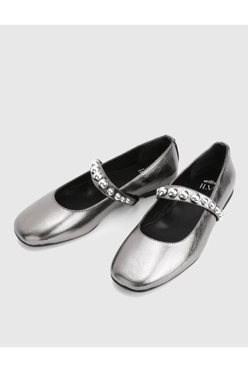 İLVİ Karmen Genuine Leather Anthracite Women's Ballerinas
