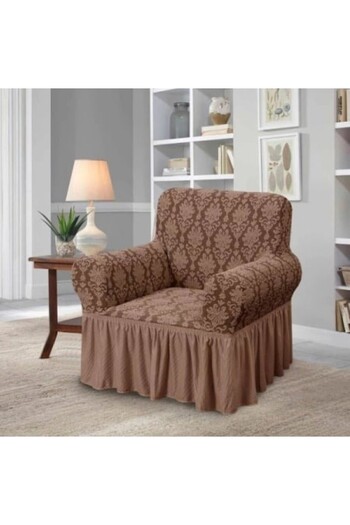 Sale4u Set of 2 elastic armchair covers, Jacquard pattern, Coffee with milk