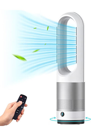 Cady One 22 Inch Bladeless Tower Fan with Remote Control, 8 Speeds, 9 Hour Timer, 80 Degree Rotation, LED Display