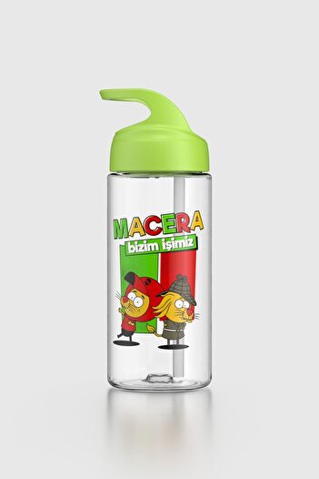 Renga Moly Kral Şakir Patterned 500 ml Tritan Children's Water Bottle with Straw 222055 Green