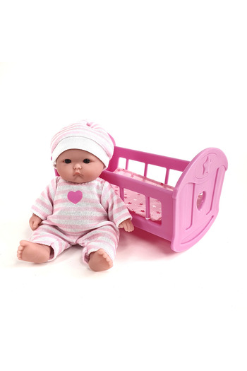 JC TOYS Toy Baby doll in crib 13 cm