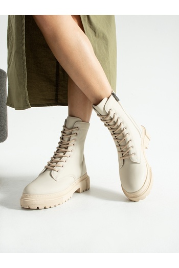 ALEMDAR AYAKKABI Noxa Cream Lace-Up Women's Boots