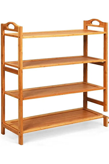 Cady One 4-Tier Natural Bamboo Shoe Rack Organizer