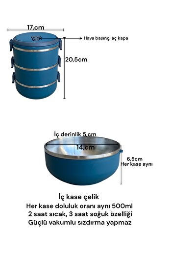 Penguen Workplace Picnic Camping Food Storage Thermos Steel Bowl 3-Piece Food Canteen