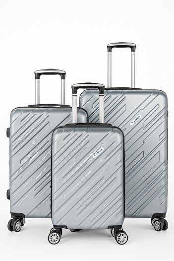 ASFAR Set of 3 Travel Luggage with Combination Lock|360° Rotable Wheels- Silver White