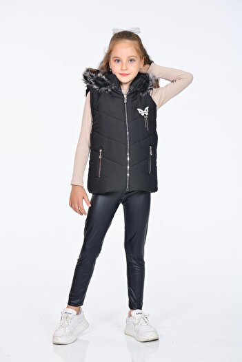 Kamex Girls' Embroidered Winter Puffer Vest