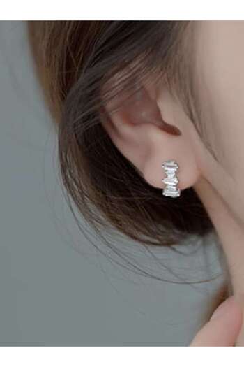 Hinari Sparkling Embrace Gold-Plated 925 Sterling Silver Huggie Earrings