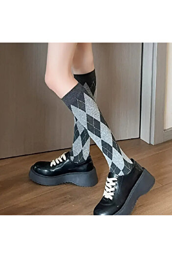 TChic Below Knee Socks with Diamond Pattern