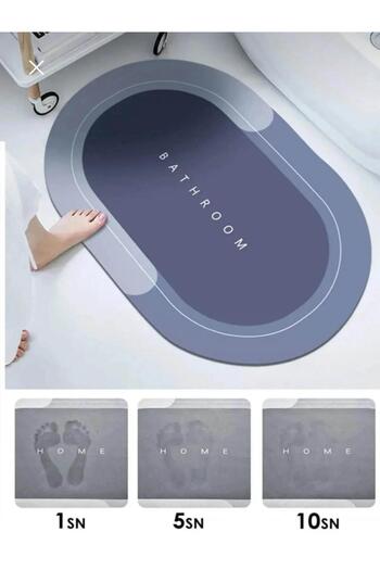 MEYA PİNE Water Absorbent Mat Stylish Design Ablution Mat Non-Slip Base Diatom 40*60 Cm Oval Mat