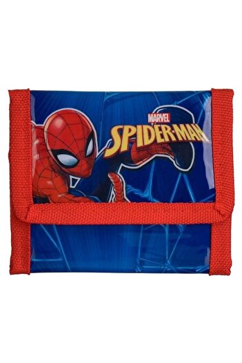 SHOPIENS Blue-Red Wallet with Spiderman, Velcro Closure, Zipper Pocket, and 3 Card Compartments