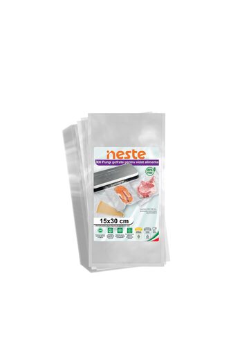 Neste Pack of 300 Embossed Vacuum Bags for food, 90 microns, Neste®, 15x30 cm