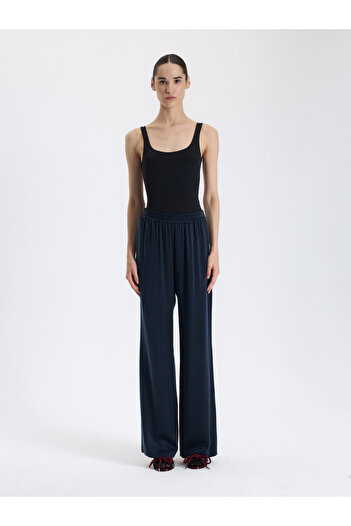 BAQA Navy Blue Elastic Loose Trousers