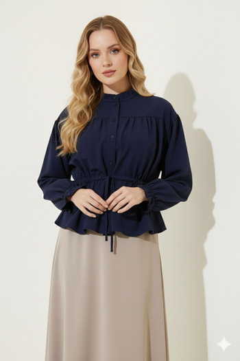 MODA Drawstring Waist Skirt Top Hijab Short Shirt