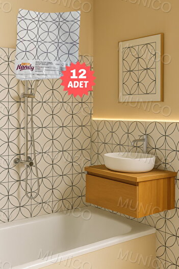 Munico 12PC 30x30 Cm Kendinden Yapışkanlı Geometrik 3D Şık Fayans Duvar Yapıştırma Duvar Kağıdı Dekor