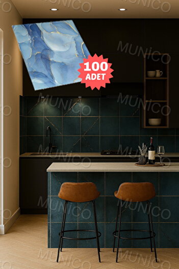 Munico 100PC 30x30 Cm Kendinden Yapışkanlı Okyanus 3D Şık Fayans Duvar Yapıştırma Duvar Kağıdı Dekor