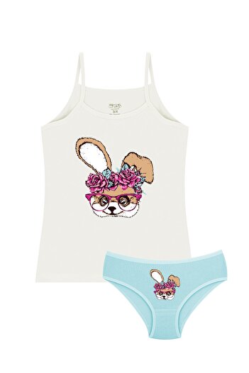 Öts Girl's Undershirt Panties Lycra Ecru Dog (96% Cotton - 4% Elastane)