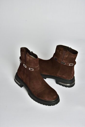 Fox Shoes V555575602 Γυναικείες μπότες από γνήσιο δέρμα καφέ σουέντ Comfort Ορθοπεδική σόλα