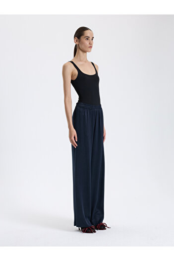 BAQA Navy Blue Elastic Loose Trousers