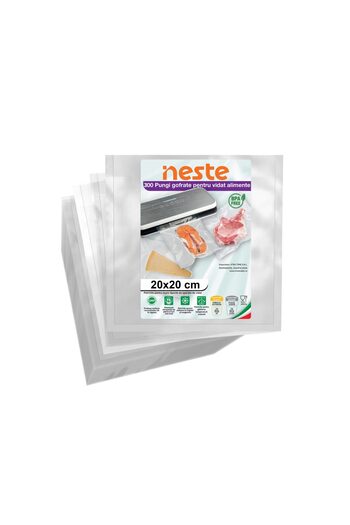 Neste Pack of 300 Embossed Vacuum Bags for Food, Neste®, 20 x 20 cm