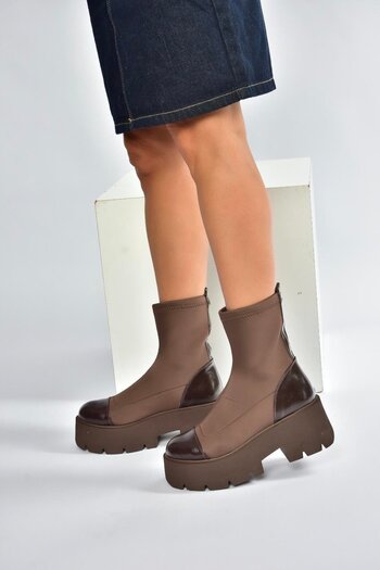 Fox Shoes V272902904 Brown Fabric Thick Soled Women's Boots