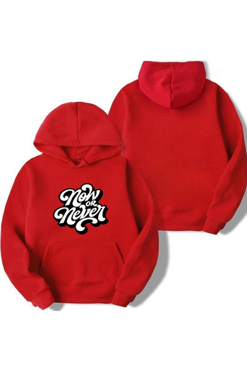 Sebesta Fashion New Season Now or Never Printed 3 Thread Cotton Hooded Sweatshirt