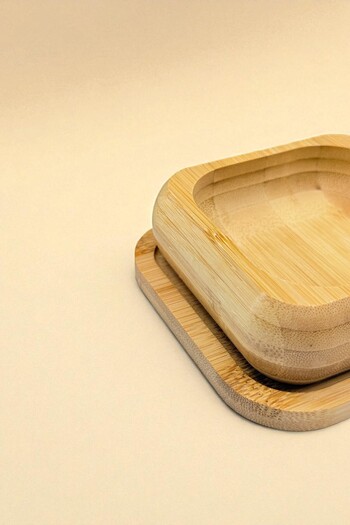 Kitchen Way Bamboo 3-Piece Tray Square Snack Bowl Set Kw-448