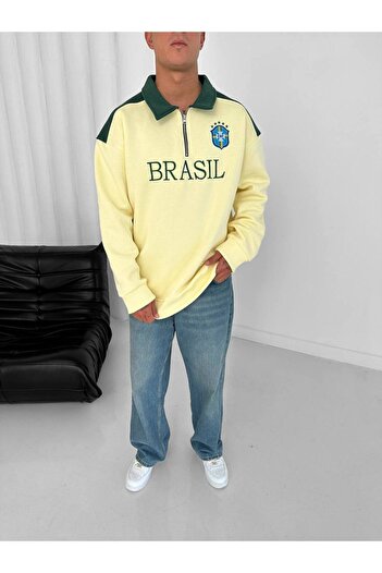 SENTİNEL WEAR Premium Sweatshirt with Half Zipper Embroidery
