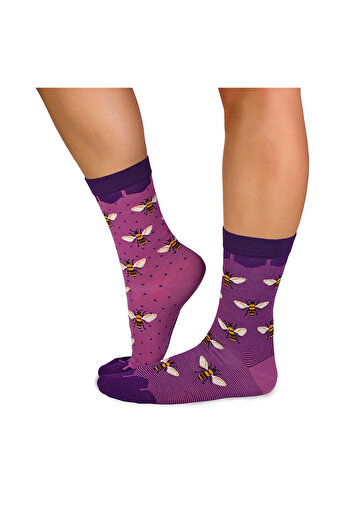 Pirin Hill FINE BAMBOO Bees bamboo socks - Purple