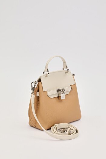Levidor Khaki Pearl Strap Detailed Handbag