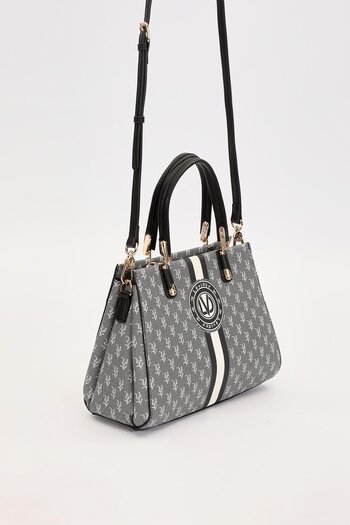 Levidor Black Monogram Patterned Handbag