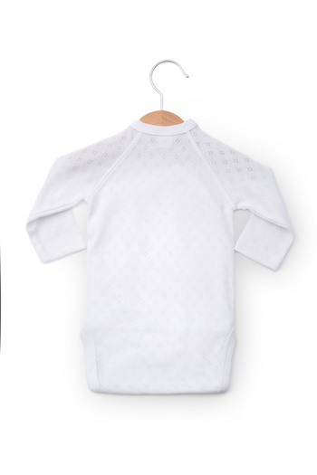 OEM White cotton baby bodysuit with pointelle pattern