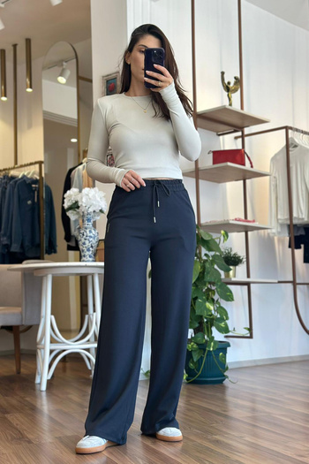 Unique Boutique Navy Blue Modal Fabric Sweatpants