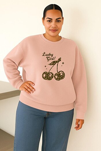 BENROMA Lucky Girl! Printed Large Size Unisex Sweatshirt