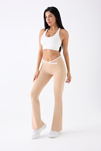 İmaj 486 Beige Color Recovery and Extra Stretch Effect Normal Waist Spanish Leg Opening Maternity Leggings