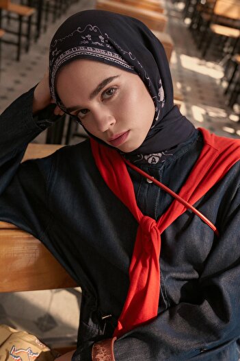 carell Σάλι Luxe Monogram Floş Μωβ Μπλε